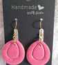 Handmade Polymer Clay Pink and Gold Earrings. 316 Surgical Stainless Steel