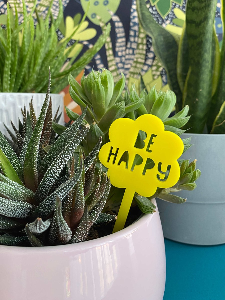 Happy plant marker, house plant decor gifts for gardeners, indoor plants for her