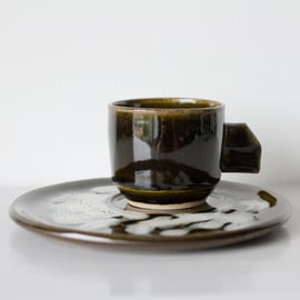 Espresso Cup and Saucer - angled handle