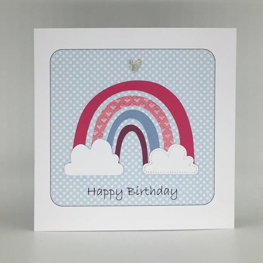 Rainbow birthday card - blue