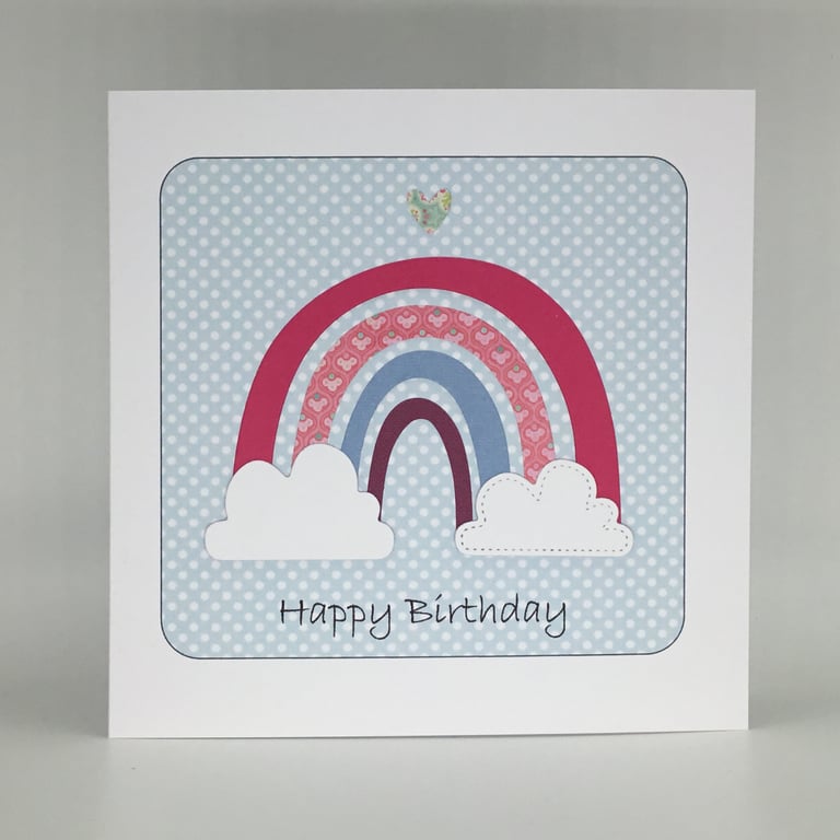 Rainbow birthday card - blue