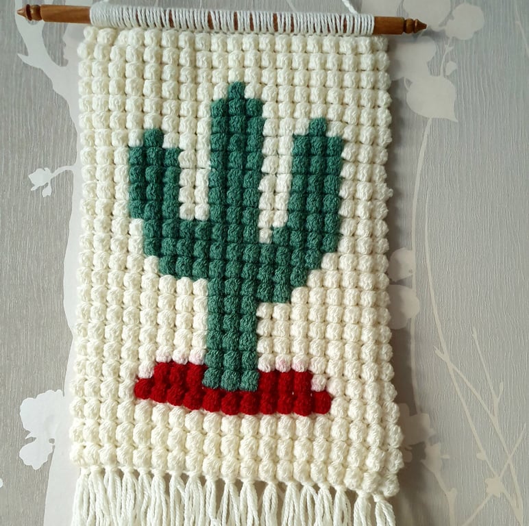 Crocheted wall hanging - cactus