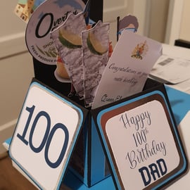 100th Birthday Large Box Card - personalised  - made to order 
