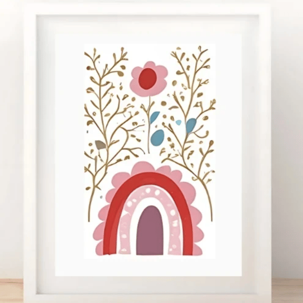 Boho Rainbow Wall Art Print - A4 Nursery Decor