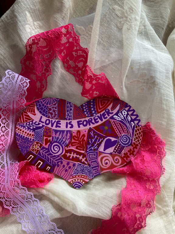Love is forever handpainted heart 