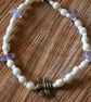 Bee bracelet bone beads with amethyst chips  - Image 2