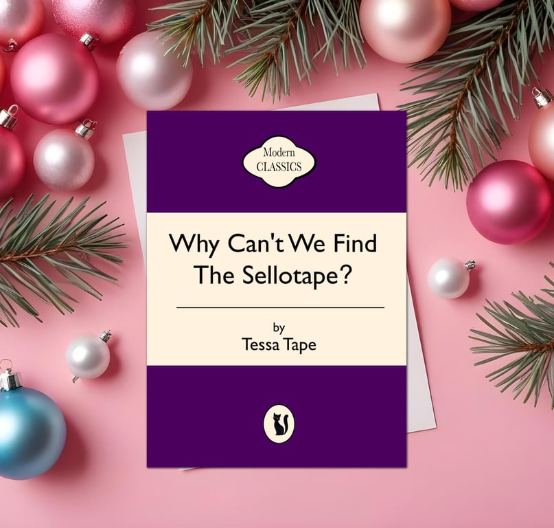 Funny Christmas Card - Why Can't We Find the Sellotape - Penguin Style A5 Card