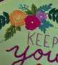 'Keep You A Troshin'' Hand Embroidered Floral Wall Art - 8 Inch - Image 4