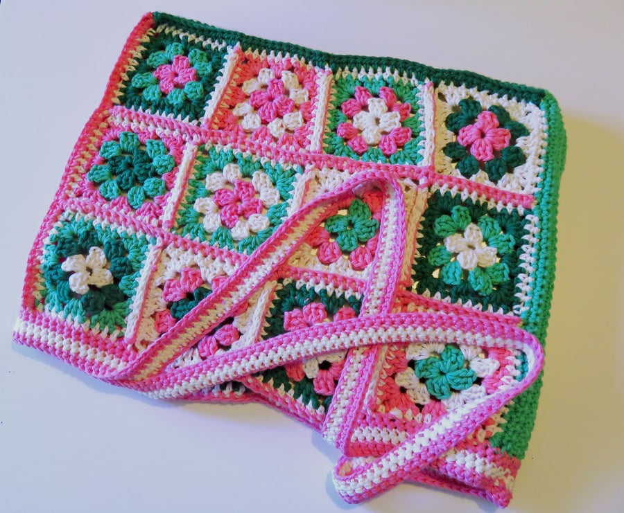 Pink & green tote bag