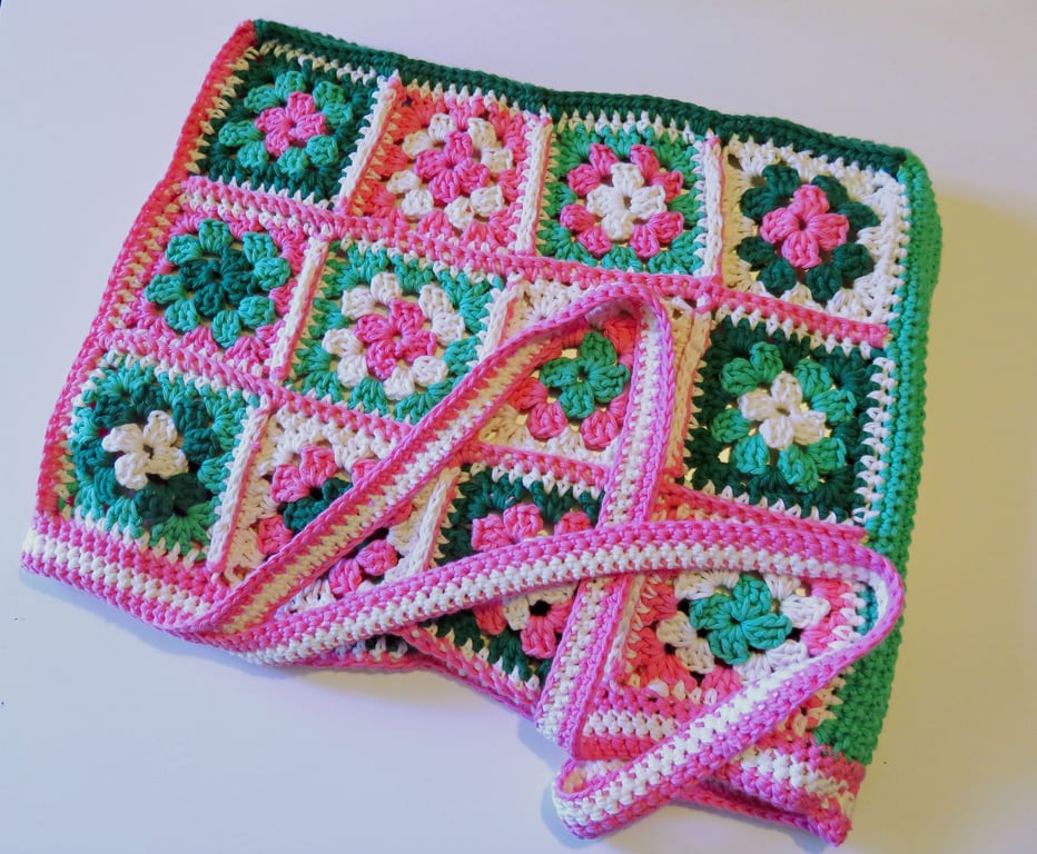 Pink & green tote bag