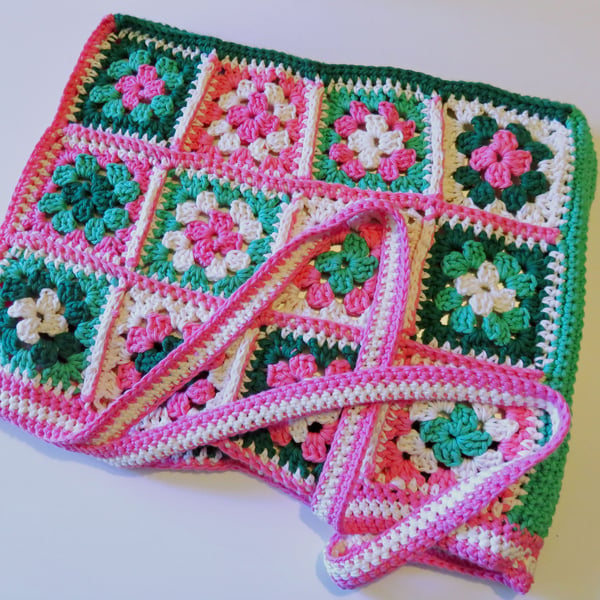 Pink & green tote bag