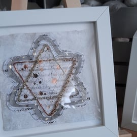 A Wire & Handstitched Triangle Star. Original Handmade Mixed Media Artwork.