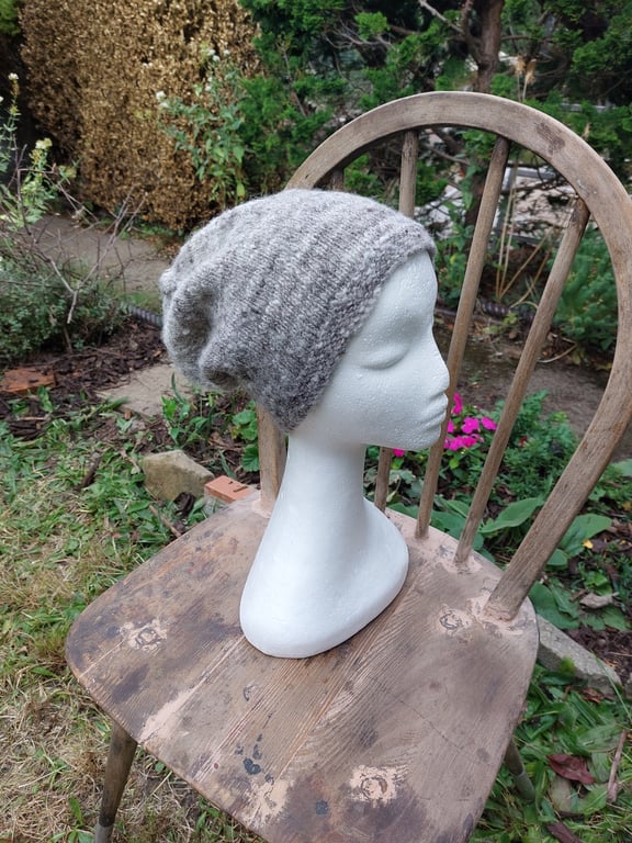 Handspun, Hand-knitted Pointy Hat in Jacobs Wool