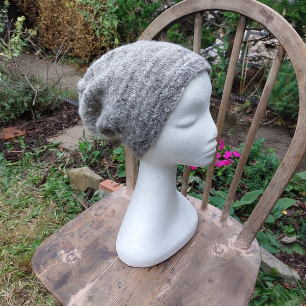 Handspun, Hand-knitted Pointy Hat in Jacobs Wool