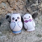 Pair of Spooky Ghosts! Painted OOAK Halloween Ghost Pencil Holders, Wooden Ghost