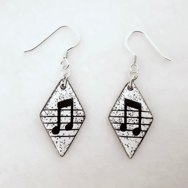 Diamond-shaped Musical Note Earrings - Semi-Quaver