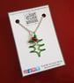 Green Holly Leaf Wire Pendant Necklace - Lightweight Christmas Jewellery - Image 3