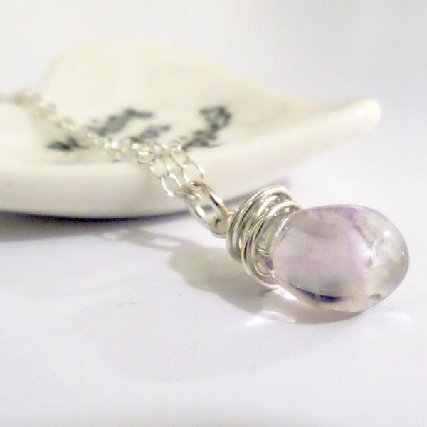 Rainbow Fluorite Wire Wrap Pendant 