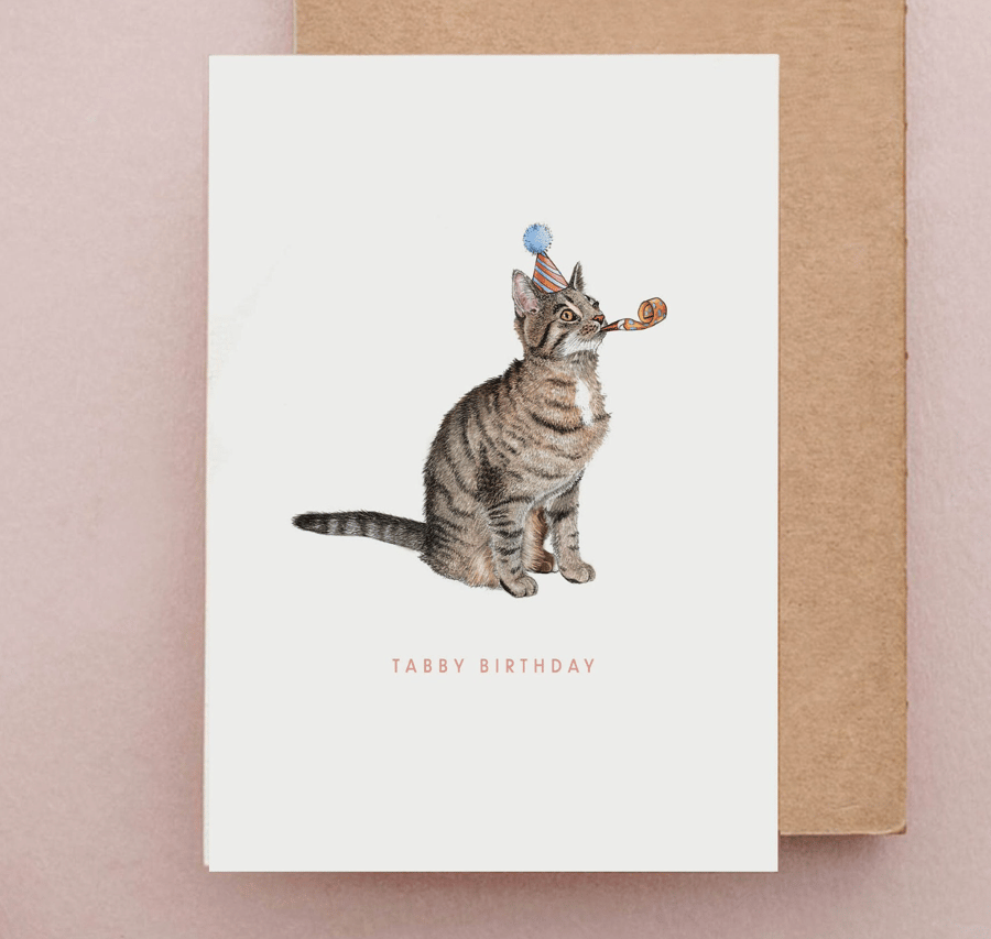 Tabby Cat Birthday Card - Tabby Birthday Card, Funny Pet Cards