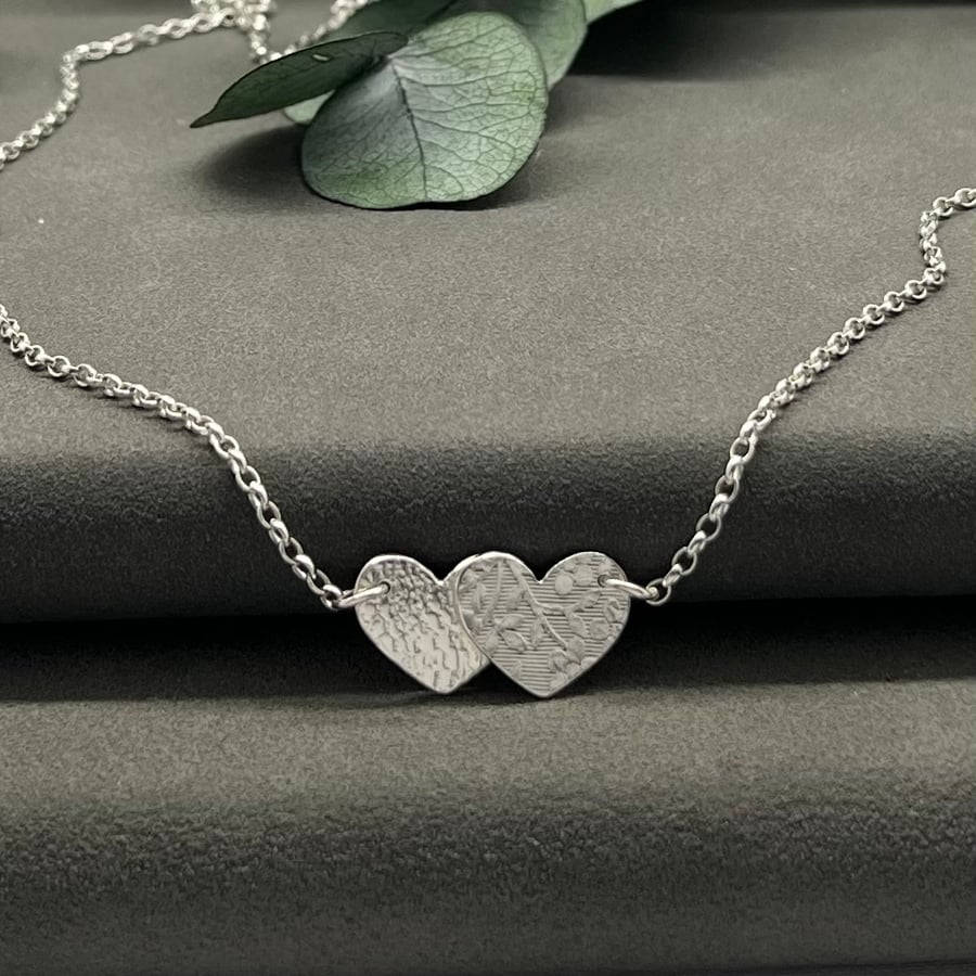 Handmade Sterling Silver Overlapping Hearts Necklace