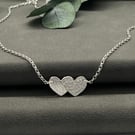 Handmade Sterling Silver Overlapping Hearts Necklace