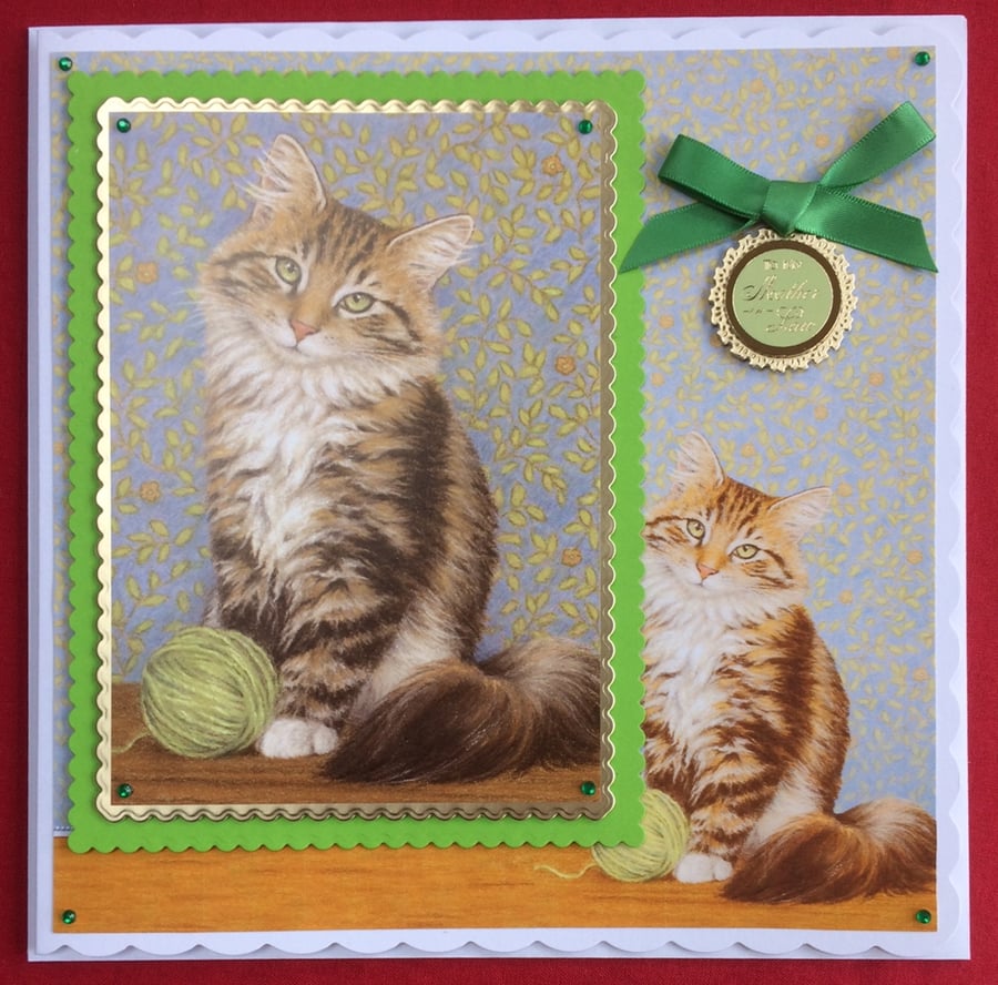 Mother-In-Law Card Cat with Knitting Yarn Birthday Mother's Day 3D Luxury