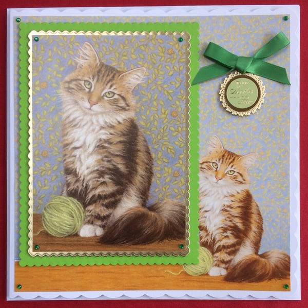 Mother-In-Law Card Cat with Knitting Yarn Birthday Mother's Day 3D Luxury
