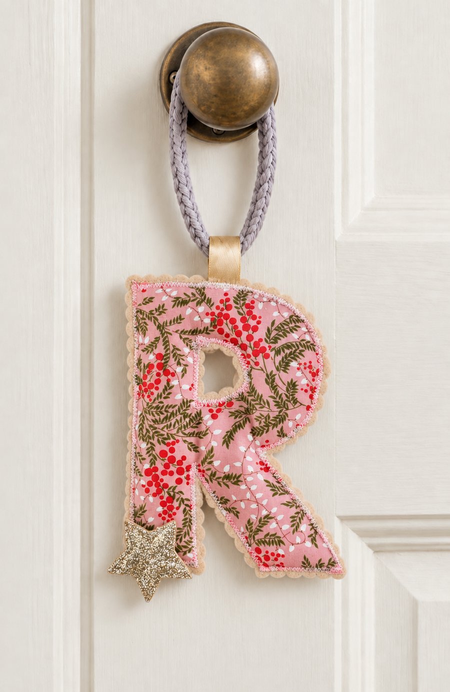 Personalised Liberty Christmas Initial Door Hanger Decoration