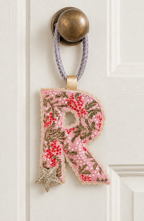 Personalised Liberty Christmas Initial Door Hanger Decoration
