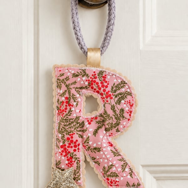 Personalised Liberty Christmas Initial Door Hanger Decoration
