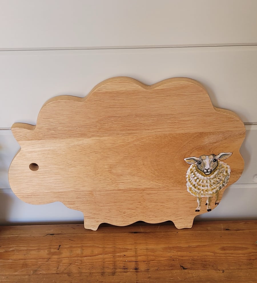 Sheep Shaped Chopping Board Decorated With A Sheep