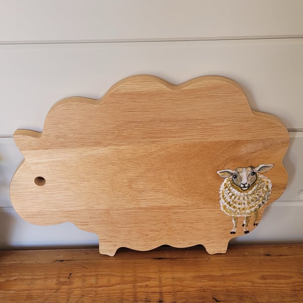 Sheep Shaped Chopping Board Decorated With A Sheep
