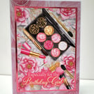 Girls Birthday Card - Makeup Theme Card, Cute Glam Birthday Card, Teen Girl