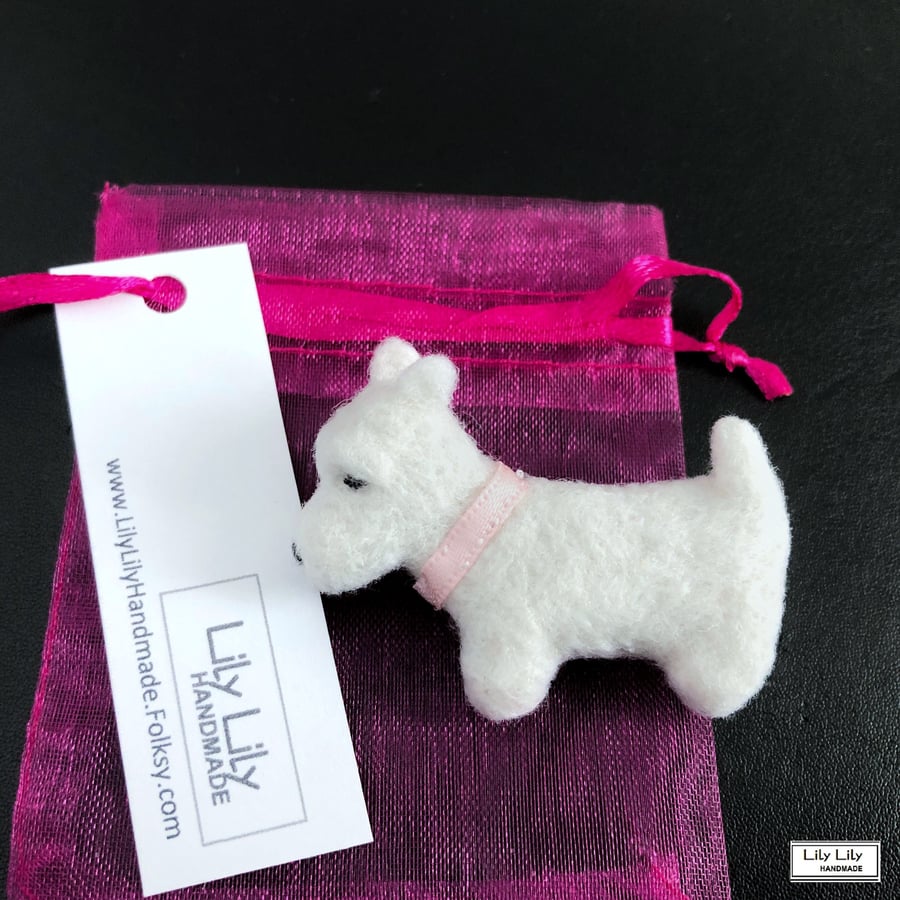 SOLD CUSTOM ORDER for a Westie dog brooch by Lily Lily Handmade