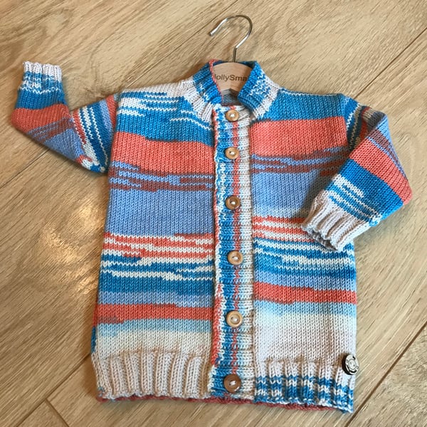 Hand Knitted Boy's Cardigan age 6-12 months - longer length