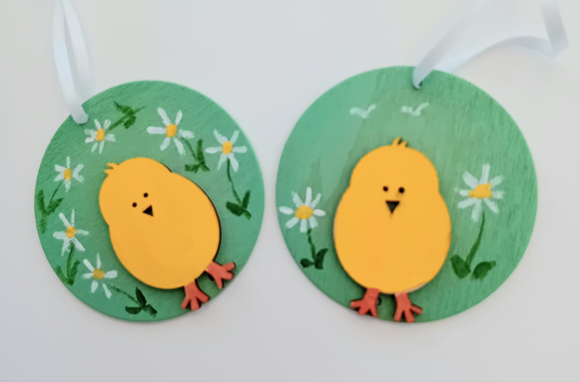 Two little Easter chicks hand painted