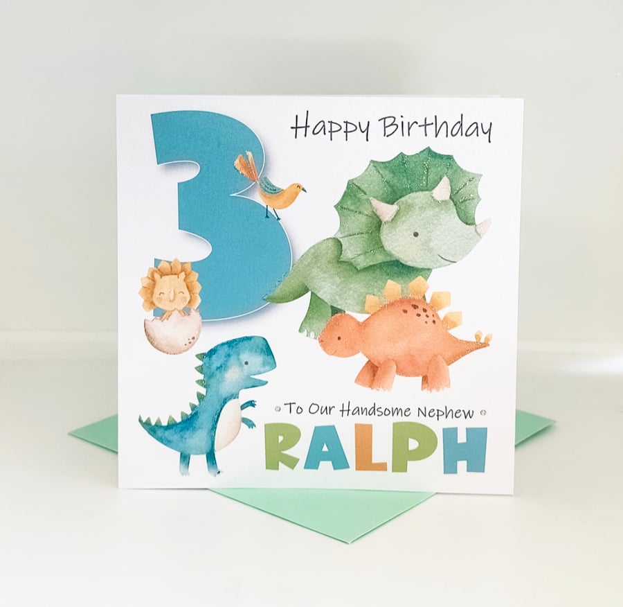 Personalised Dinosaur Themed Card