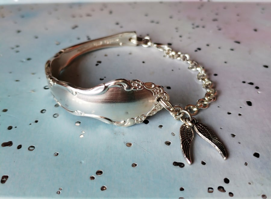Handmade silver plated spoon handle bracelet. 
