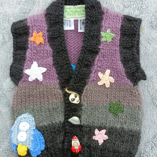 Hand Knitted childrens waistcoat age 6-12 months 