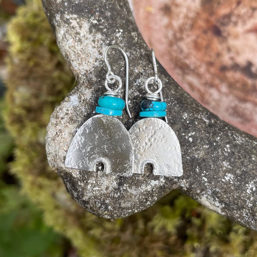 Sterling silver and turquoise Skep earrings