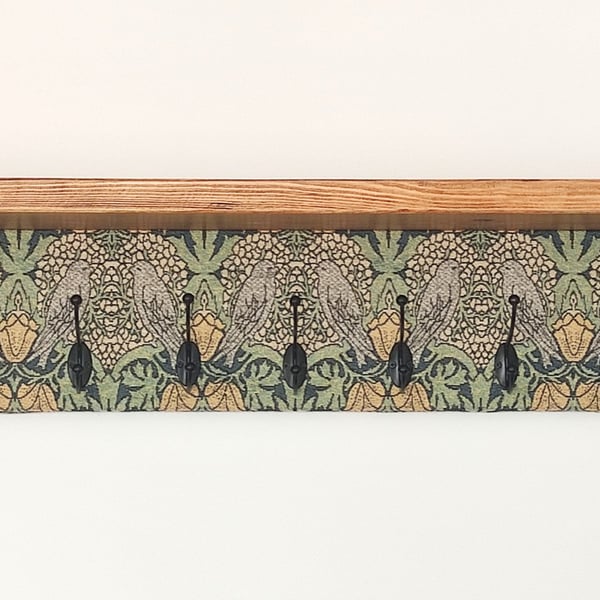 Sage Green Floating Coat Rack, Solid Wooden Wall Hanger with Shelf