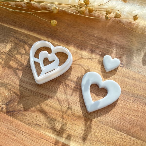 Double Heart Imprint Cutter for Polymer clay jewellery making