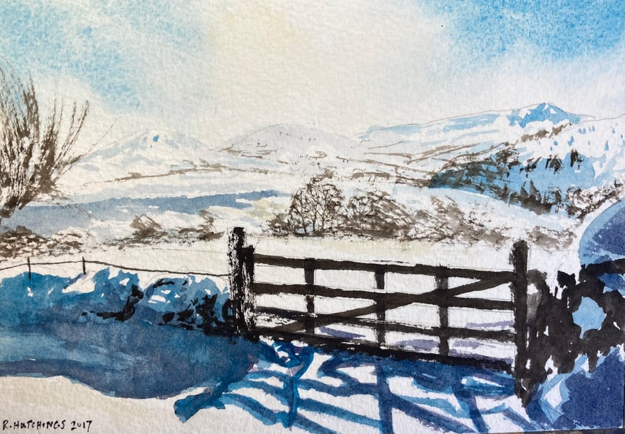 Yorkshire dales (Pure Original Watercolour FULLY MOUNTED 8” x 6”)