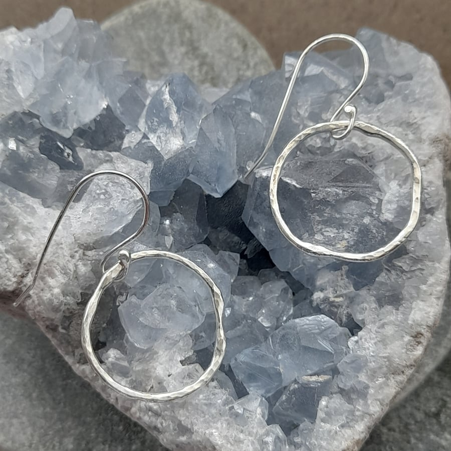  Hoop Earrings Argentium Silver  Earrings Not Quite Round Organic Shape