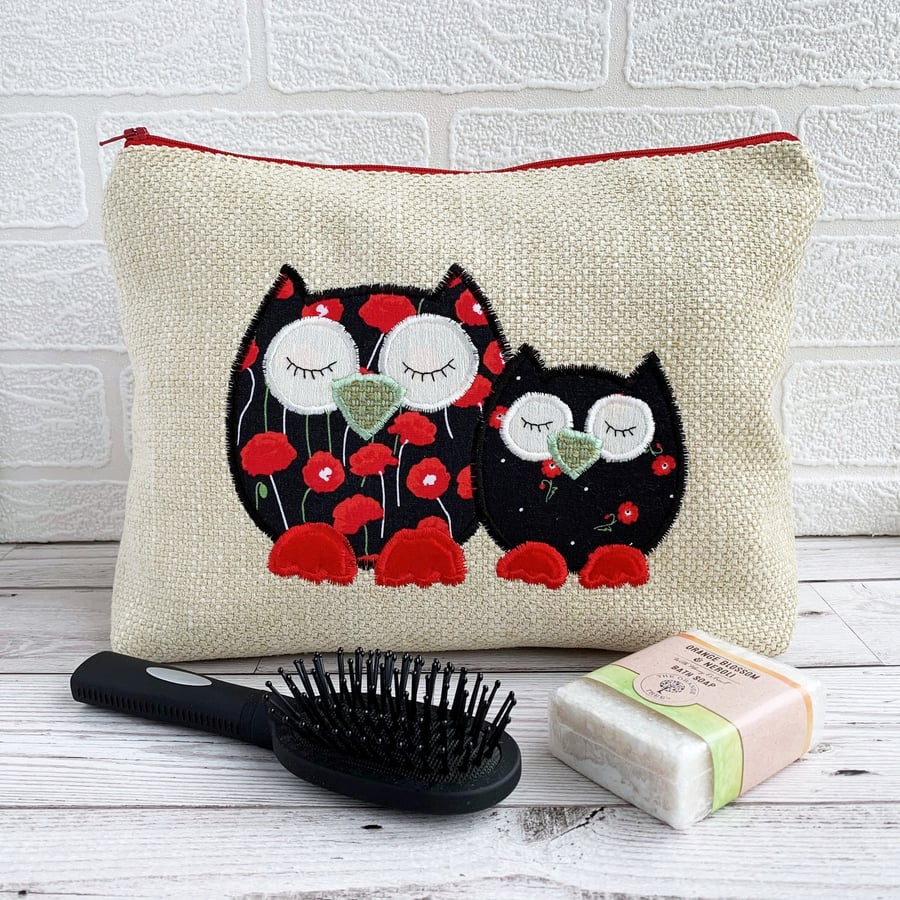 Poppy Print Sleepy Owls Toiletry Bag 