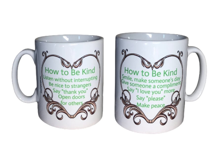 How To Be Kind Mug.  Mental Health awareness mugs for gifts