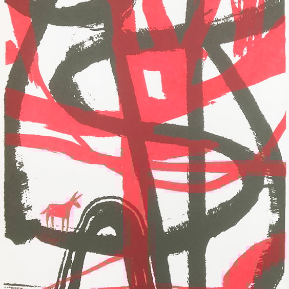 Donkey Abstract No.4 two-colour A5 screen-print
