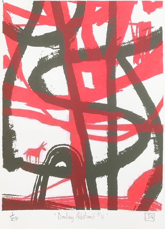 Donkey Abstract No.4 two-colour A5 screen-print