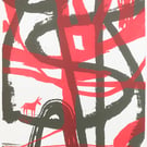 Donkey Abstract No.4 two-colour A5 screen-print