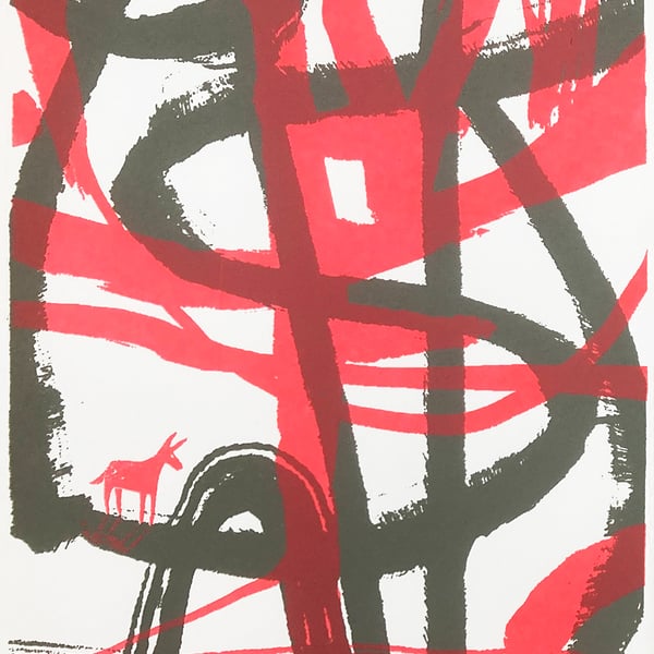 Donkey Abstract No.4 two-colour A5 screen-print